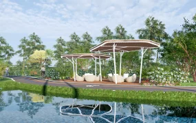 Park Pergola With Seating Design