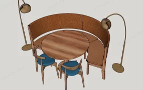 Curved Wood Dining Booth