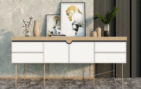 Contemporary High Contrast Entryway Sideboard Credenza SketchUp 3D Model