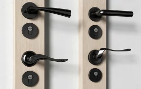 Black Door Handle And Deadbolt Set