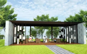 Backyard Pavilion With Furniture