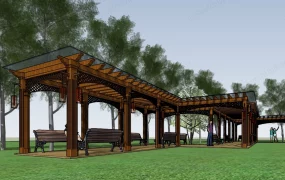 Shaded Pergola Walkway