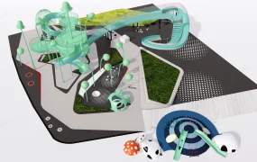 Outdoor Futuristic Children's Playground Park Landscape Suite SketchUp 3D Model