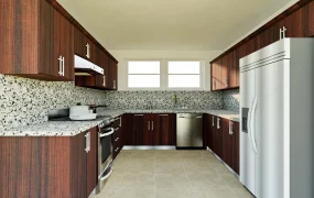 Brown U Shaped Kitchen Design