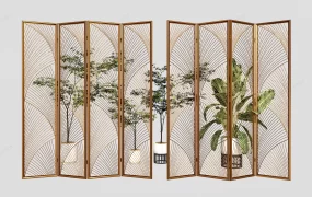 Folding Metal 4 Panels Room Divider