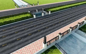 Two Lane Road Over Bridge