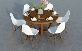 7 Pcs Round Dining Set