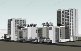 Urban Street With Office Buildings