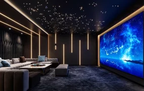 Modern Luxury Private Home Theater With Starry Ceiling