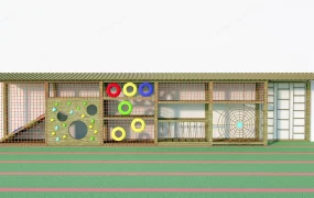 Enclosed Play Structure With Climbing Walls