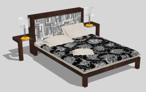 Bed with Nightstand and Lamps