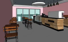 Modern Cafe And Bakery Interior SketchUp 3D Model