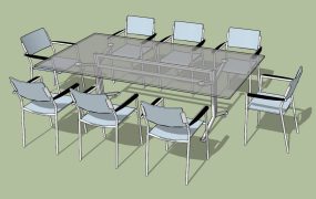 Glass Top Conference Table and Chairs