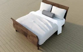 Rustic Wood Sleigh Bed