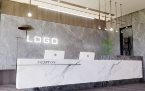 Modern Hotel Interior Lobby Reception Desk