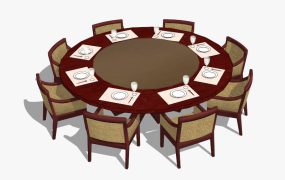 Round Banquet Table and Chairs