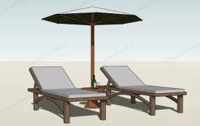 Double Lounger With Umbrella