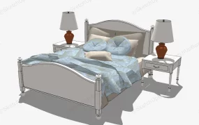 Retro Bed And Nightstand Set