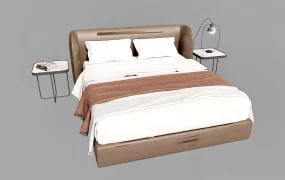 Upholstered Bed And Nightstand Set