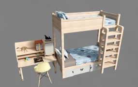 Kids Room Bunk Bed And Desk