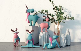 Cute Cartoon Deer Statues