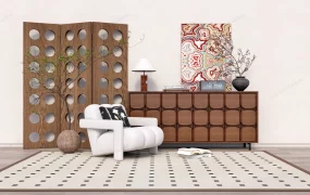 Living Room Sideboard And Armchair