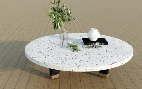 Round Granite Top Coffee Table