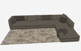 Dark Fabric Sectional Sofa L-Shaped Couch