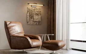 Brown Leather Lounge Chair And Ottoman