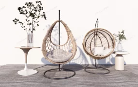Rattan Hanging Egg Chair Set