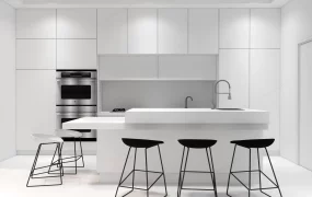 Modern White Kitchen With Central Island