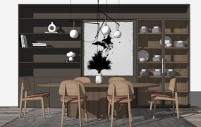 Wood Dining Table Set with Sideboard