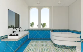 Blue And White Bathroom