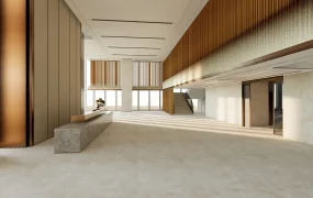 Corporation Reception Lobby With Reception Desk
