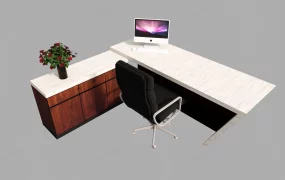 Modern Executive L Shaped Office Desk Workstation SketchUp 3D Model