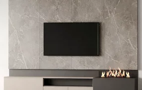 Modern Media Wall And Fireplace Unit