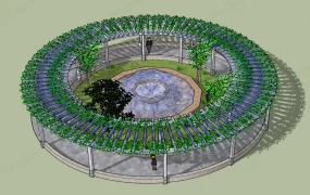 Circular Pergola With Fountain