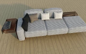 Brass And Fabric Sofa