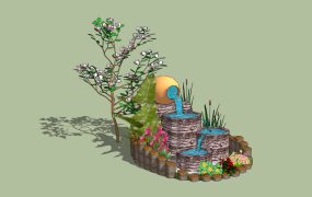 Small Front Yard Fountain Idea