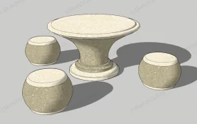 Stone Table And Stool