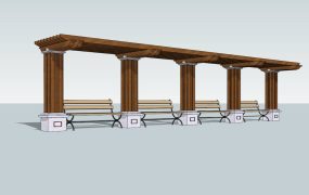 Wood Pergola with Benches