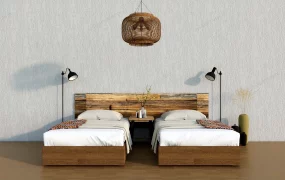Rustic Twin Bed Hotel Room