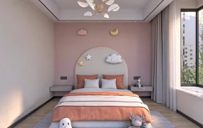 Modern Soft Pink Children's Bedroom SketchUp 3D Model