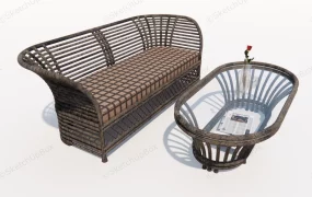 Rattan Sofa And Coffee Table