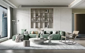 Green And Grey Living Room Idea