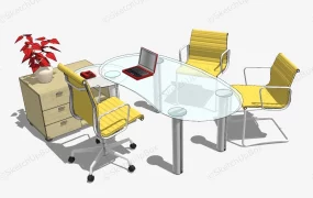 Glass Office Desk And Chairs Set