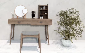 Modern Wooden Dressing Table With Mirror