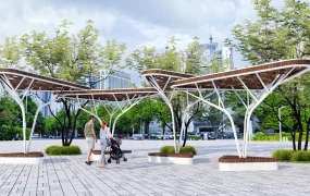 Modern Urban Pergola With Seating Area