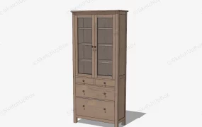 Tall Wooden Cupboard With Glass Door