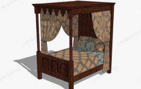 Vintage Wood Canopy Bed